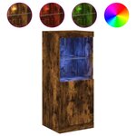 vidaXL Buffet avec lumières LED chêne fumé 41x37x100 cm