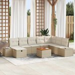 vidaXL Ensemble de canapé de jardin 9 Pièces Beige Poly rotin