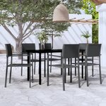 vidaXL Ensemble à manger de jardin 7 Pièces Noir