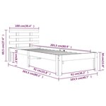 vidaXL Cadre de lit Noir Bois massif 100x200 cm