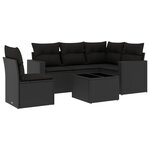 vidaXL Salon de jardin 6 Pièces avec coussins noir résine tressée