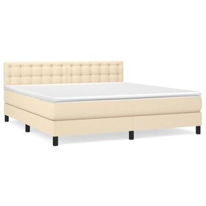 vidaXL Sommier à lattes de lit avec matelas Crème 180x200 cm Tissu
