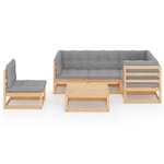 vidaXL Salon de jardin 6 Pièces avec coussins Bois de pin massif