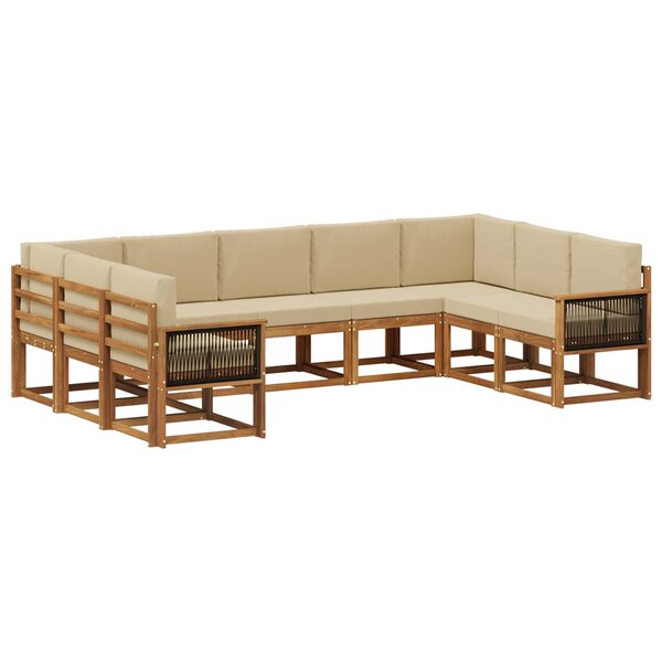 vidaXL Ensemble de canapés d'extérieur 9 pc Naturel et Beige