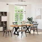 vidaXL Table à manger 220x100x74 cm bois de chêne massif ovale