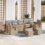 vidaXL Ensemble de canapé de jardin 10 Pièces Beige polyrotin