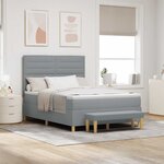 vidaXL Lit à ressorts avec coussin Gris clair 200 x 160 cm tissu