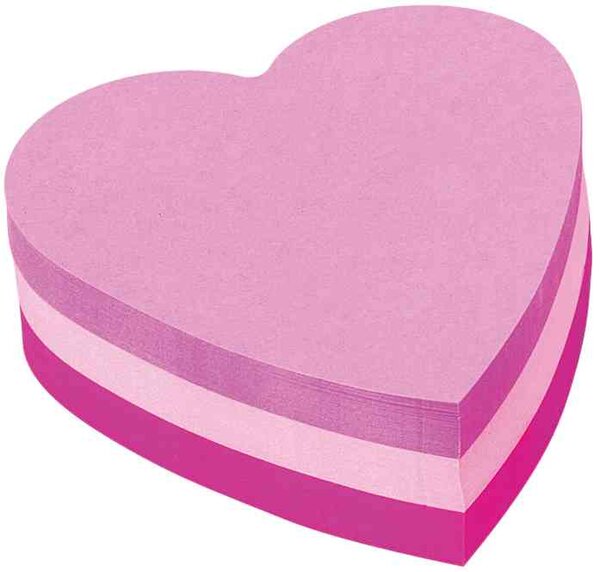 Bloc note repositionnable 'Coeur' 70x70 mm 225 feuilles POST-IT