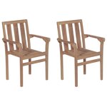 vidaXL Chaises de jardin 2 Pièces avec coussins beige Bois de teck massif