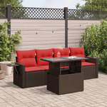 vidaXL Salon de jardin 5 Pièces avec coussins gris résine tressée acacia