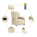 vidaXL Fauteuil de massage inclinable Crème Tissu