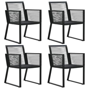 vidaXL Chaises de jardin lot de 4 Corde en rotin Noir