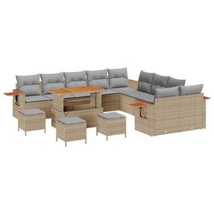 vidaXL Ensemble de canapé de jardin 14 Pièces beige et gris clair