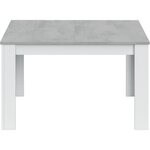 Table à manger extensible - KENDRA - Rectangulaire - Blanc artik et ciment - 140/190 x 90 x 78 cm