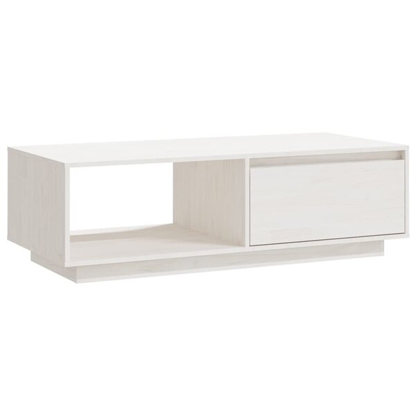 vidaXL Table basse blanc 110x50x33 5 cm bois de pin massif