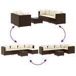 vidaXL Salon de jardin 6 Pièces avec coussins Marron Résine tressée
