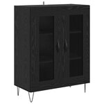 vidaXL Haut Armoire 2 Pièces Chêne noir Bois d'ingénierie et verre