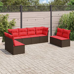 vidaXL Salon de jardin 8 Pièces avec coussins marron résine tressée