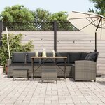 vidaXL Salon de jardin 4 Pièces avec coussins forme L gris résine tressée