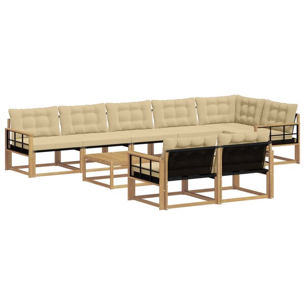 vidaXL Ensemble de canapés d'extérieur 9 pc Blanc et Beige