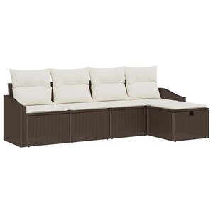 vidaXL Ensemble de canapé de jardin 5 Pièces Marron Poly rotin