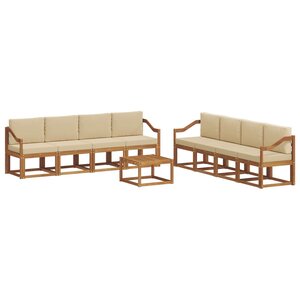 vidaXL Ensemble de canapés d'extérieur 9 Pièces Naturel et Beige