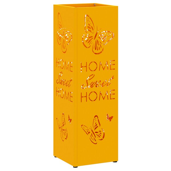 vidaXL Porte-Parapluies Jaune moutarde Métal Standard Motifs décoratifs