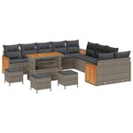vidaXL Ensemble de canapé de jardin avec coussin 14 Pièces Gris