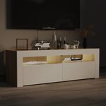 vidaXL Meuble TV avec lumières LED blanc et chêne sonoma 120x35x40 cm