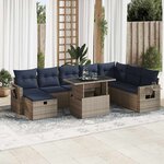 vidaXL Salon de jardin avec coussins 9Pièces marron résine tressée acacia