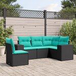 vidaXL Salon de jardin 5 Pièces avec coussins noir résine tressée