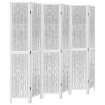 vidaXL Cloison de séparation 6 panneaux blanc bois de paulownia massif
