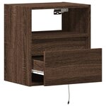 vidaXL Tables de chevet murales avec lumières LED 2 Pièces chêne marron