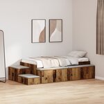 vidaXL Cadre de lit de rangement en bois ancien 75x190 cm