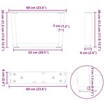 vidaXL Pieds de table basse en forme de V  2 pièces  acier naturel  60 x (30-31 3) cm