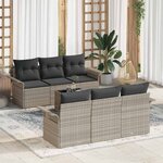 vidaXL Ensemble de canapé de jardin 7 Pièces Gris clair Poly rotin