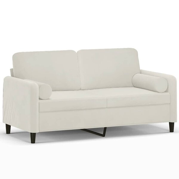 vidaXL Canapé 2 places avec oreillers décoratifs crème 140 cm velours