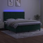 vidaXL Sommier à lattes de lit matelas et LED Vert foncé 180x200 cm