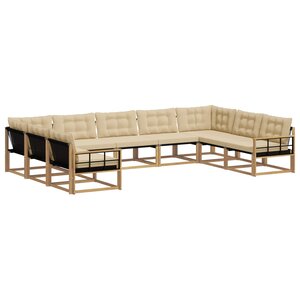 vidaXL Ensemble de canapés d'extérieur 9 Pièces Blanc et Beige