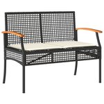 vidaXL Ensemble à manger de jardin avec coussins 3 Pièces Noir