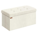 Banc de rangement pouf pliable 38 x 76 x 38 cm bout de lit repose-pieds coffre de rangement charge jusqu'à 300 kg pour salon chambre entrée blanc crème 12_0004168