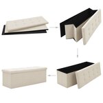 vidaXL Banc de rangement pliable Blanc crème Faux lin
