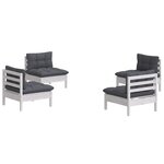 Salon de jardin meuble d'extérieur ensemble de mobilier 4 pièces avec coussins anthracite bois de pin 02_0016079