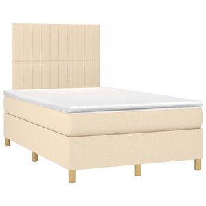 vidaXL Sommier à lattes de lit avec matelas crème 120x190 cm tissu
