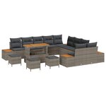 vidaXL Ensemble de canapé de jardin avec coussin Gris Poly rotin