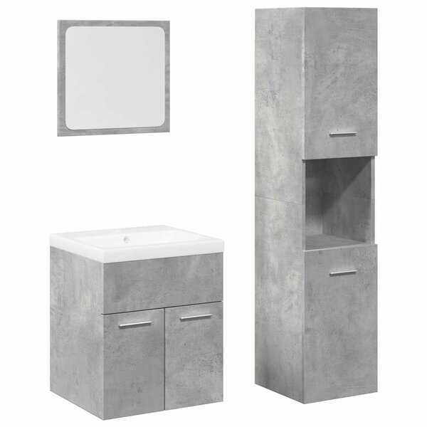 vidaXL Ensemble de meubles de salle de bain 4 Pièces gris béton