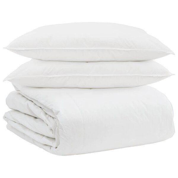 vidaXL Ensemble de Duvet avec oreiller 3 pc Blanc Plume de canard