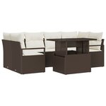 vidaXL Set de canapés de jardin 7 pièces avec coussins marron en poly rattan