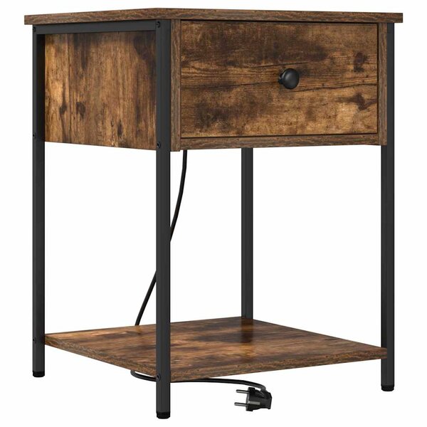 vidaXL Cabinet de chevet Chêne fumé 42 x 41 x 56 cm Bois d'ingénierie