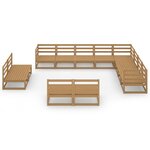vidaXL Salon de jardin 12 Pièces marron miel bois de pin massif